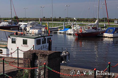 port jachtowy w Uostadvaris, rzeka Niemen, Park Regionalny Delty Niemna, Litwa