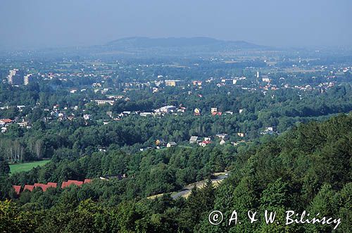 Widok z Równicy na Ustroń, Ustroń, Beskid Śląski, Polana