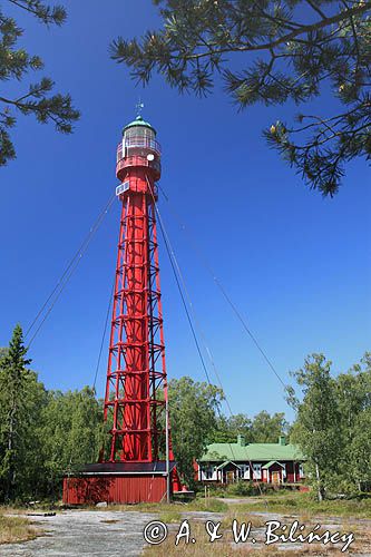 latarnia morska na wyspie Valassaaret, Archipelag Kvarken, Finlandia, Zatoka Botnicka