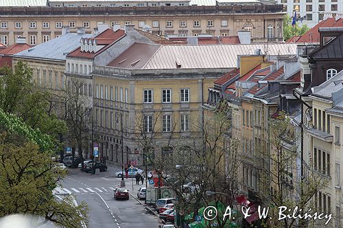 Warszawa widok Warszawy z wieży koscioła św. Anny, budynki przy Krakowskim Przedmieściu