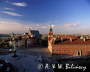 Warszawa panorama Starego Miasta, Plac Zamkowy, widok z Wieży przy kościele sw. Anny