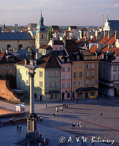 Warszawa, Plac Zamkowy, kamienice, kolumna Zygmunta