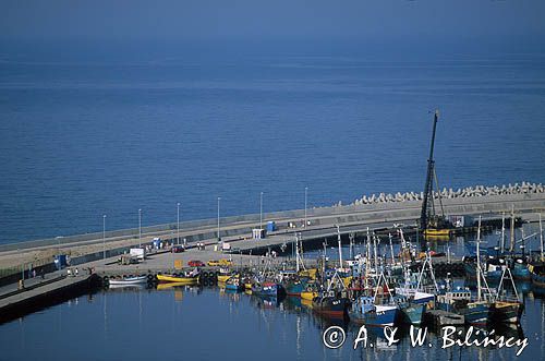Władysławowo port rybacki kutry widok z Wieży Rybaka