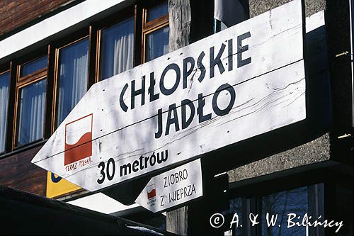 Zakopane drogowskaz Chłopskie Jadło