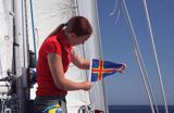 podnoszenie banderki alandzkiej, Alandy Finlandia entering aland waters, Aland Archipelago, Finland