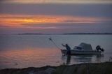 Zachód słońca na wyspie Birkholm, Archipelag Południowej Fionii, Dania