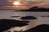 zachód słońca, archipelag Bjorkskars, Szkiery Szwedzkie, Archipelag Sztokholmski, Szwecja