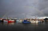 Tęcza, port rybacki Gilleleje, Północna Zelandia, Dania