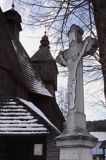 Hervartov, drewniany kościół katolicki pw. św. Franciszka z Asyżu z 1500 r, najstarszy i najlepiej utrzymany kościółek drewniany na Słowacji, krzyż, Słowacja