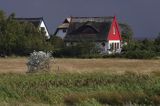 domy na skraju Vitte, wyspa Hiddensee, Mecklenburg-Vorpommern, Bałtyk, Niemcy