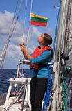 Litewska banderka pod salingiem - wpływamy na litewskie wody Lithuanian courtesy flag, Lithuania, Europe
