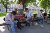 Lwów, gra w szachy na bulwarze, Ukraina