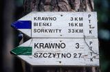 Znaki turystyczne na Mazurach