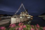 Statek restauracja, Norrtalje nocą, Szwecja
