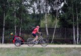 na rowerze w Pavilosta, Łotwa on bicycle in Pavilosta village, Latvia