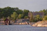 Sauna na wyspie Strupo, okolice Vastervik, szkiery szwedzkie, Szwecja