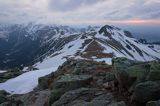 Tatry widok na zachód ze Skrajnej Turni, na Beskid, Kasprowy, Giewont...