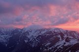 Tatry zachód słońca, widok ze Skrajnej Turni