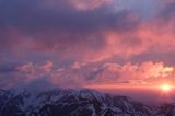 Tatry zachód słońca, widok ze Skrajnej Turni