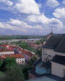 Warszawa panorama sfotografona z wieży przy kosciele św. Anny. Widok na Mariensztat, Wisłę i most Świętokrzyski